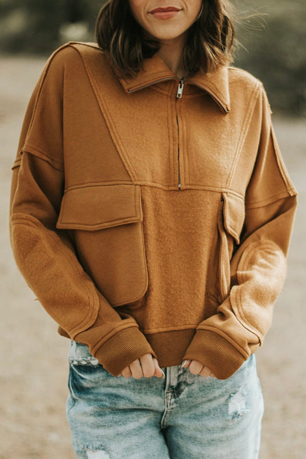 Sweatshirt mit Reißverschluss und Taschen