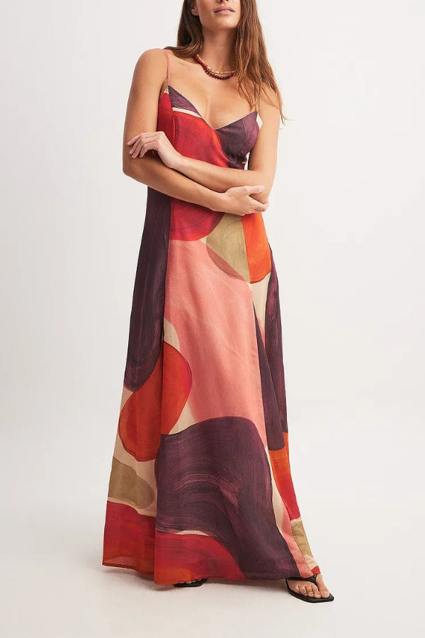 Bedrucktes Maxi-Slip-Kleid