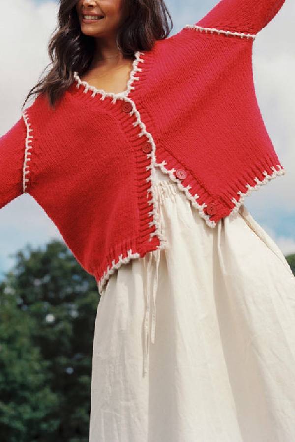Strickjacke mit Kontrastmuster