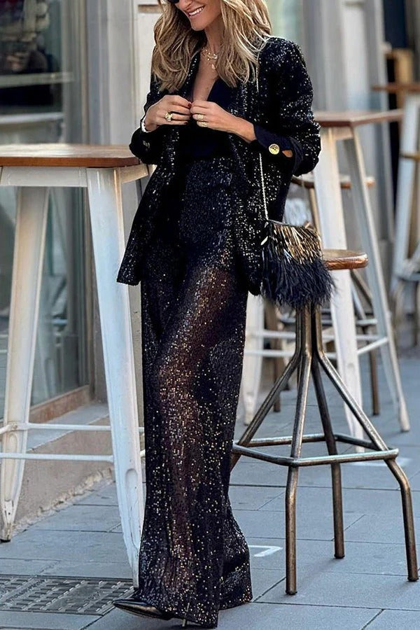 Special Treat – Partyhose mit Pailletten und hohem Bund und weitem Bein