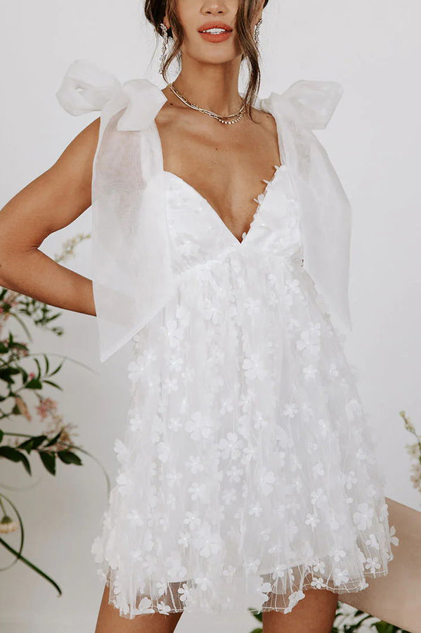 Robe courte en tulle et organza à fleurs Blooming Love