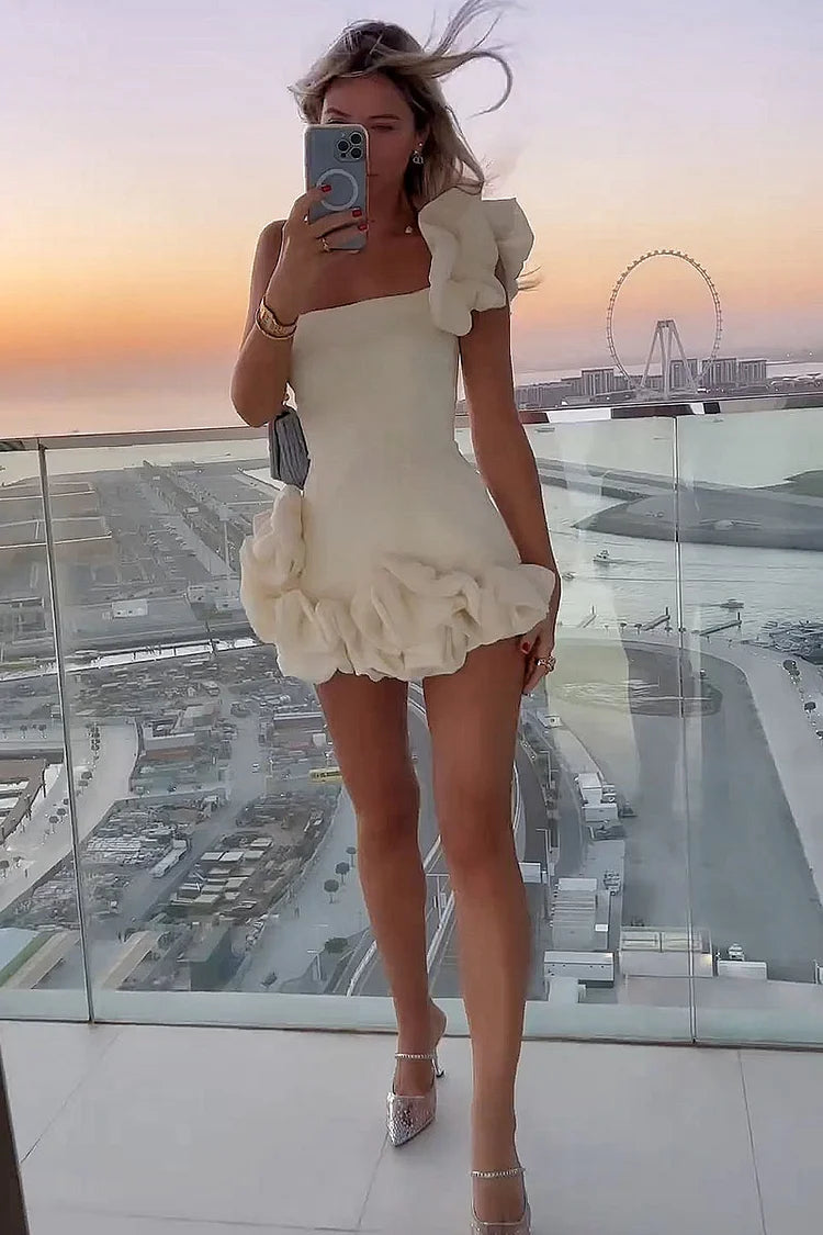 One-Shoulder Rüschendekor Bodycon Brautjungfern Party Minikleid
