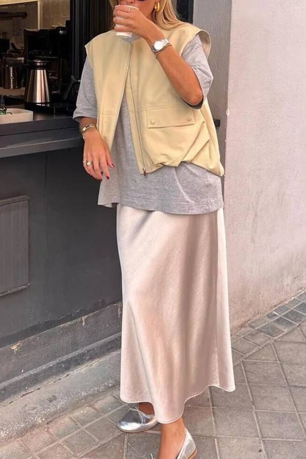 Modische, lockere, ärmellose Weste mit Taschen