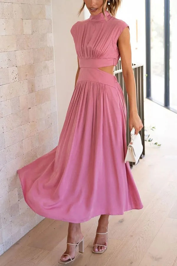 Light of My Life – Midi-Urlaubskleid mit Cut-Outs und Taschen an der Taille