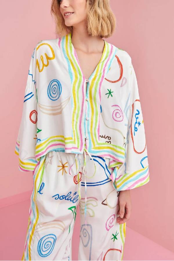 Modisches zweiteiliges Set mit Nebel-Print