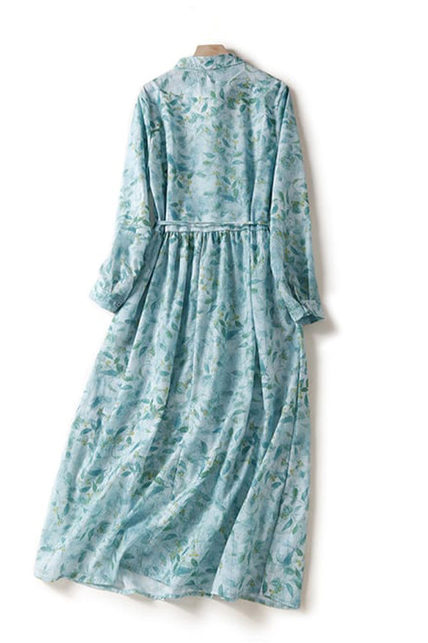 Kleid aus Baumwolle mit Blumenmuster, Krawatte und Revers