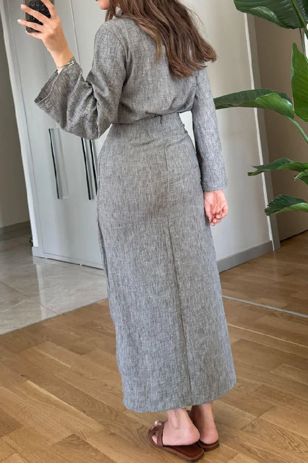 Lässiges Revershemd und zweiteiliges Überrock-Set mit Schnürung