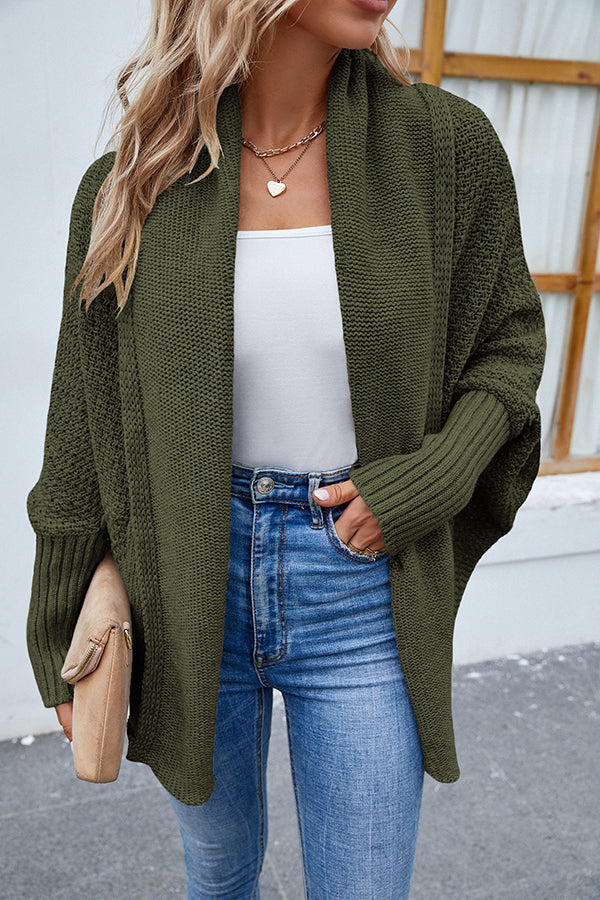 Cardigan uni à col rond et manches dolman FIDOVIT