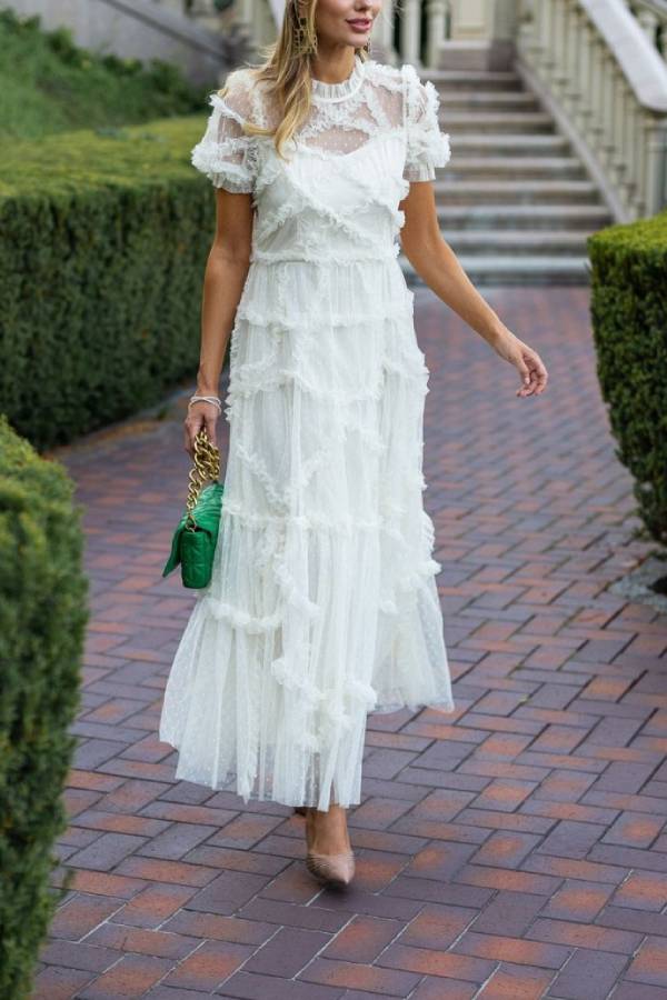 Robe de fée en dentelle à motif champignon