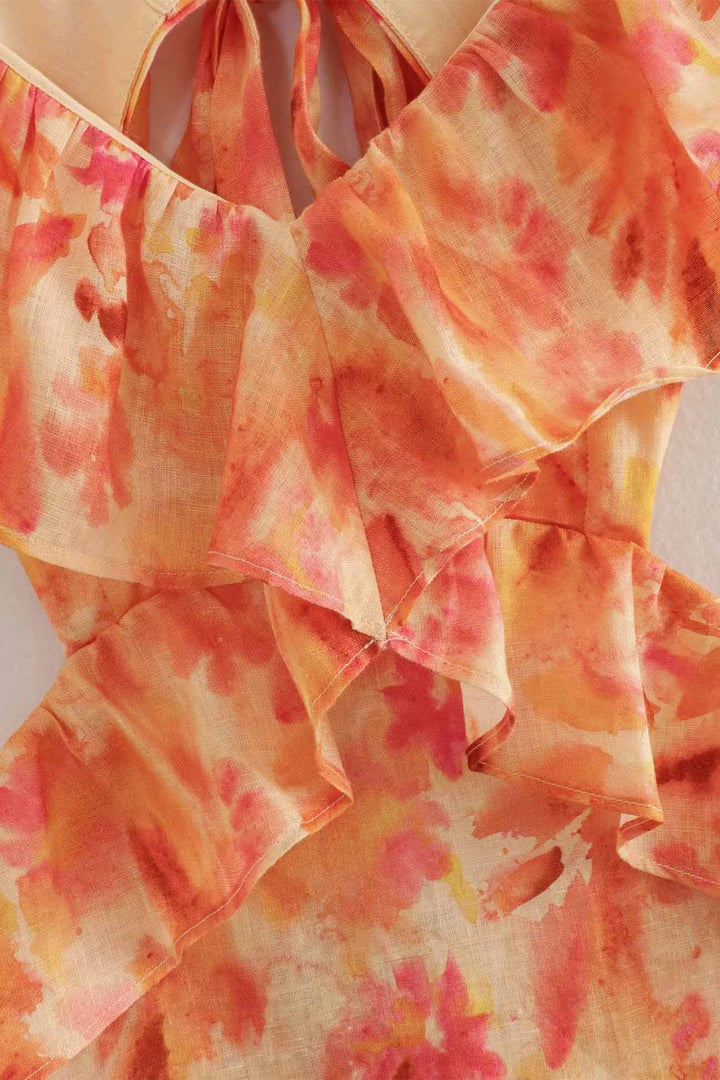 Kleid mit Rüschen, Cut-outs und Blumenmuster