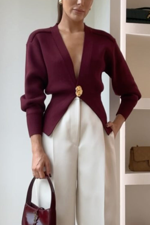 Schicke Strickjacke mit V-Ausschnitt und Knopfleiste
