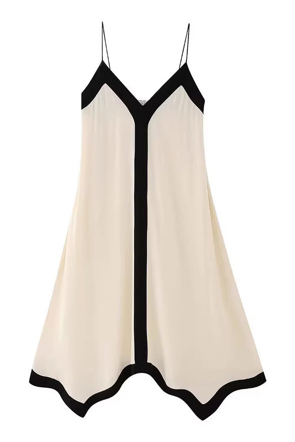 Zweifarbiges Block-Slip-Kleid