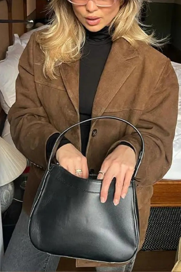 Vintage Revers Langarm Geknöpfte Lose Jacke