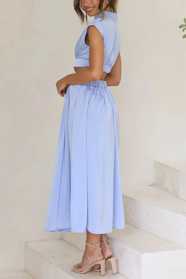 Light of My Life – Midi-Urlaubskleid mit Cut-Outs und Taschen an der Taille