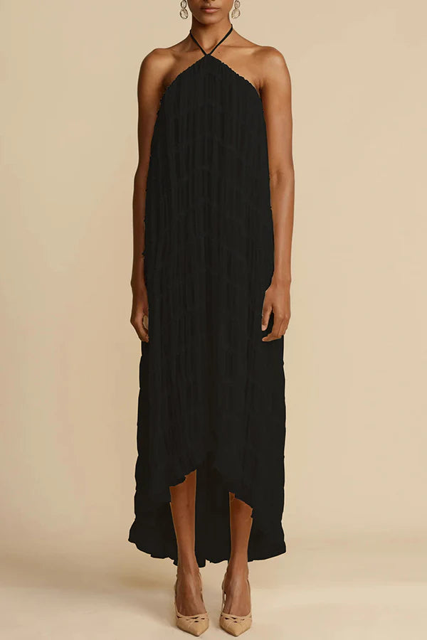 Vielseitigkeit und Vintage-Charme Plissierter Stufen-Maxirock mit Kordelzug in der Taille