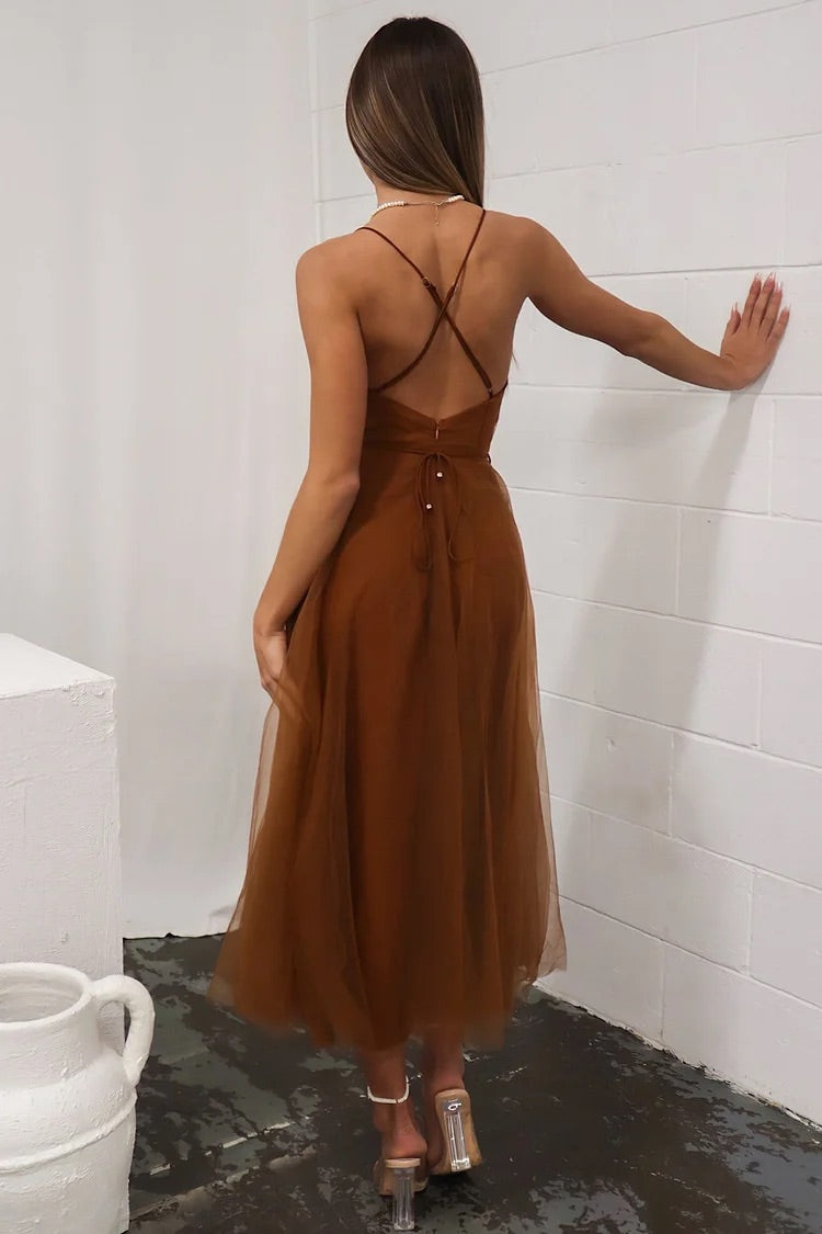 Cherley Tüll Korsett rückenfreie Ball Midi Kleider