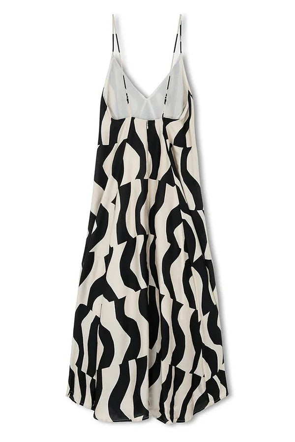 Fließende Eleganz Lockeres Maxikleid in A-Linie mit geometrischem Print