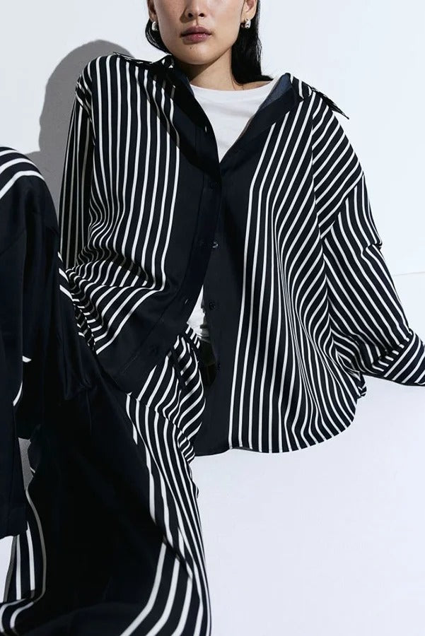 Nautical Adventures Set mit langärmligem, lockerem Hemd und Hosen mit elastischer Taille und Taschen