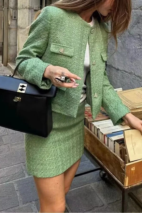 Stilvoller Tweed-Minirock mit Spinning-Reißverschluss