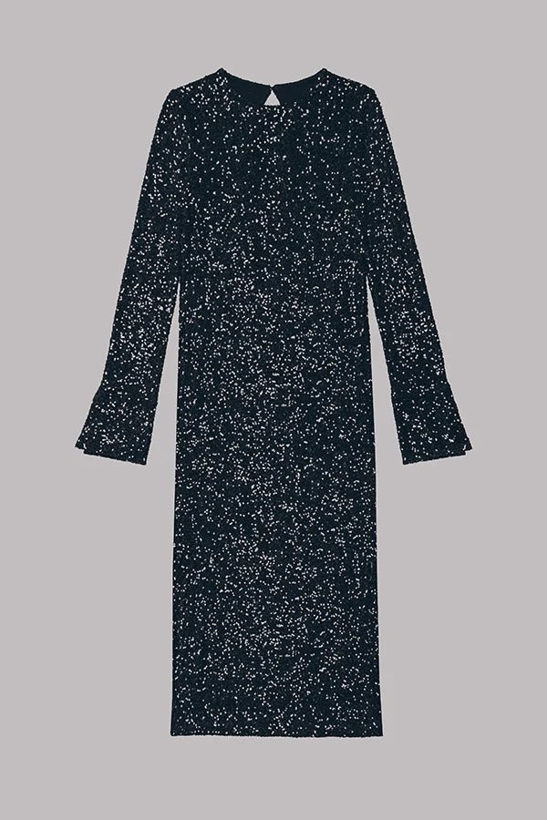 Ignite Sparkly Nights – Lockeres Midikleid mit Pailletten und extra langen Ärmeln und offenem Rücken