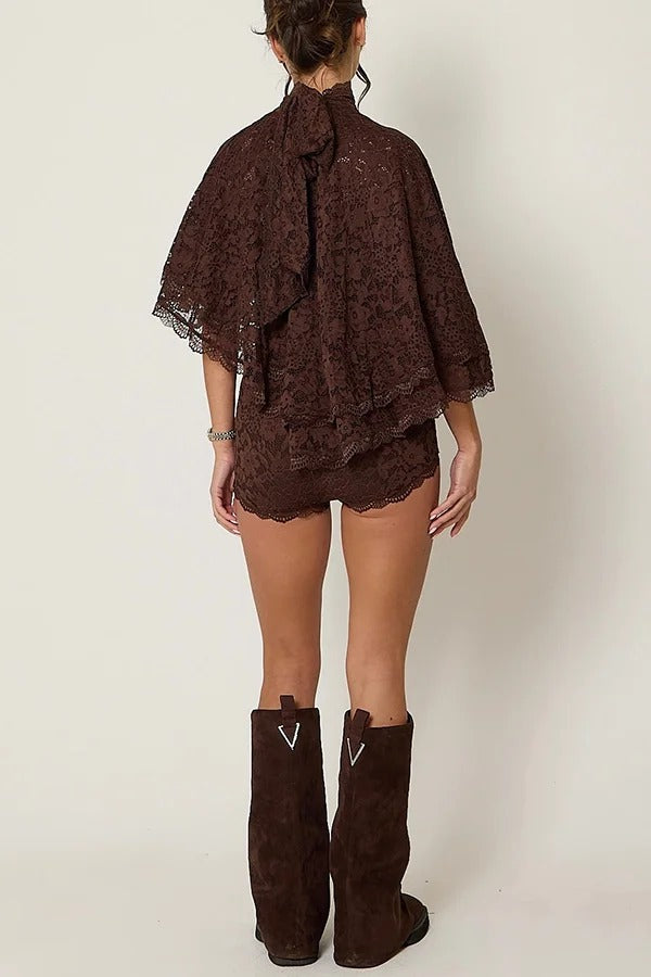 Carmen Lace Mid Rise Side Zipper Mini Shorts