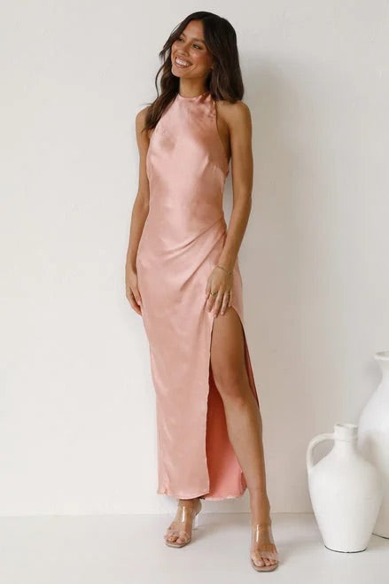 Neckholder-Maxikleider mit offenem Rücken und Schlitz