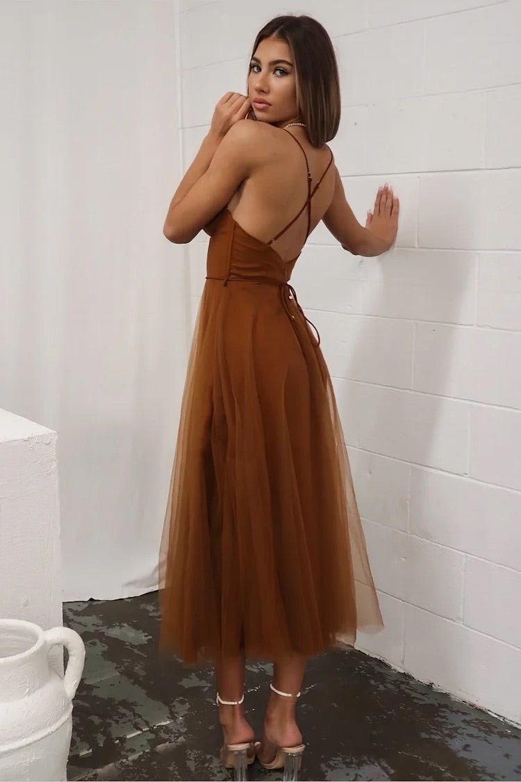 Cherley Tüll Korsett rückenfreie Ball Midi Kleider