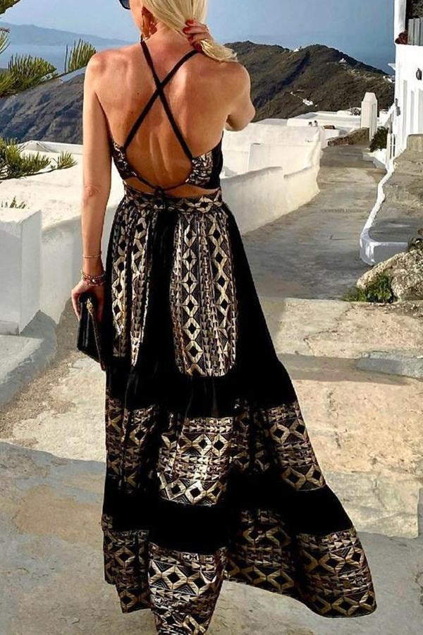 Cocktails At Sunset – Rückenfreies Maxikleid