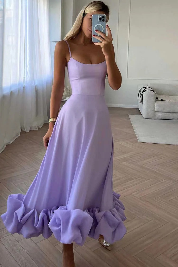 Camisole-Maxikleid mit Rüschensaum für formelle Partys, Brautjungfern und A-Linie