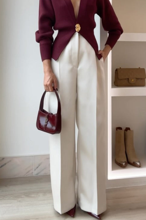 High Rise Baggy-Hose mit weitem Bein und Taschen