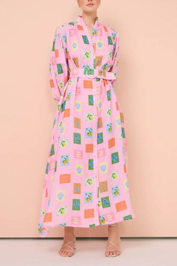 Strickjacke mit Laternenärmeln, lässiges Kleid mit modischem Print