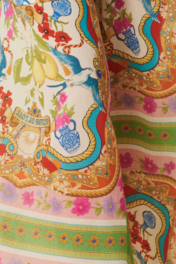 Oceans of Love – Locker fallendes Hemd mit einzigartigem Patchwork-Print und Taschen
