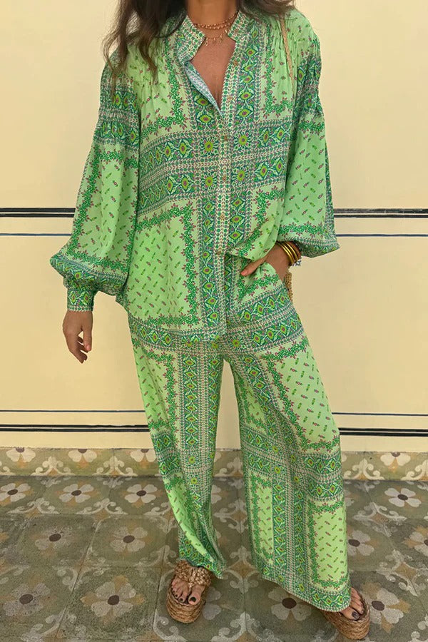 Splendor By The Sea – Hose mit weitem Bein und elastischer Taille und Taschen – Einzigartiger Aufdruck