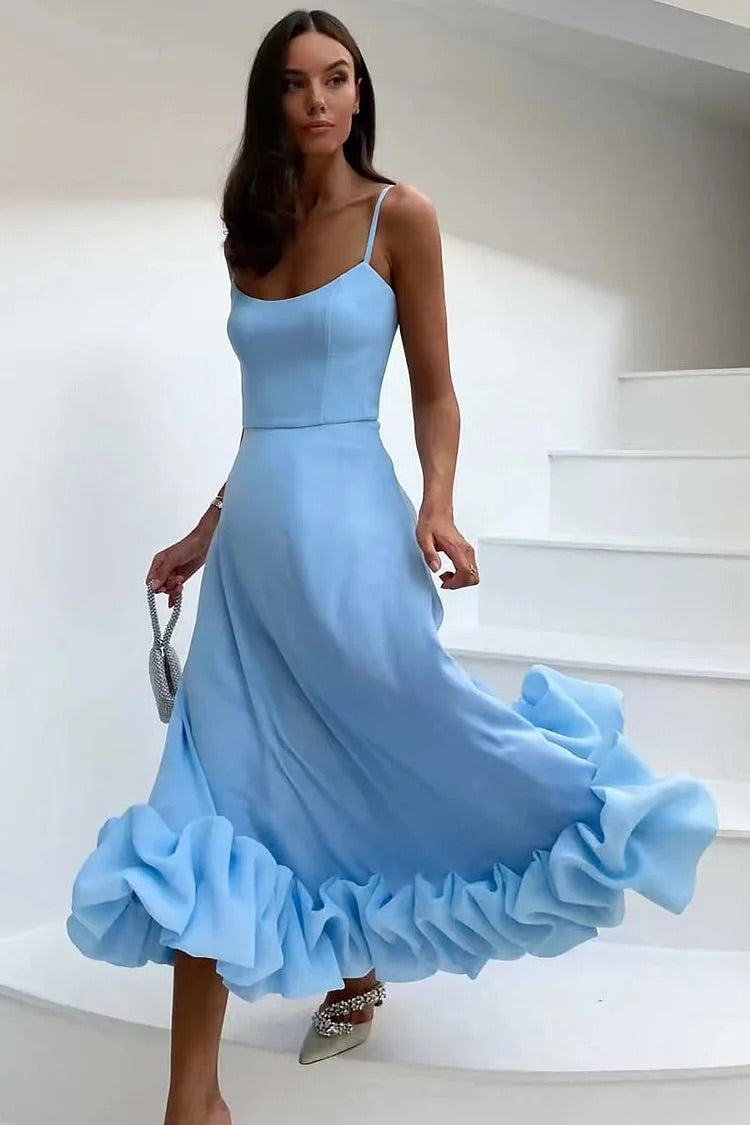 Camisole-Maxikleid mit Rüschensaum für formelle Partys, Brautjungfern und A-Linie