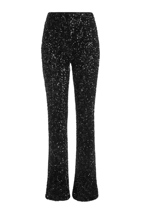 Sparkle Season – Paillettenbesetzte Partyhose mit hohem Bund und elastischer Taille