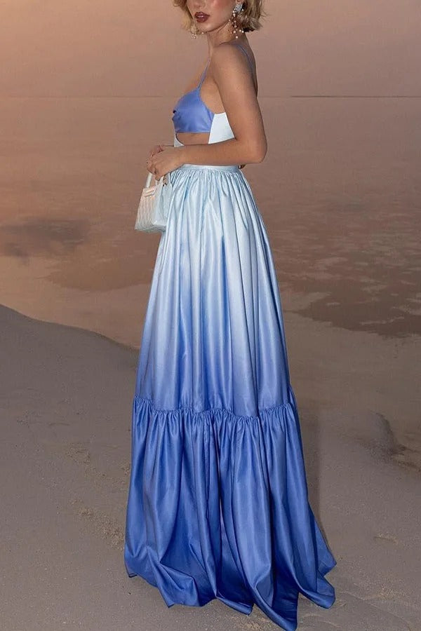 Ocean Breeze Maxikleid mit Farbverlauf und Cut-Out-Taille