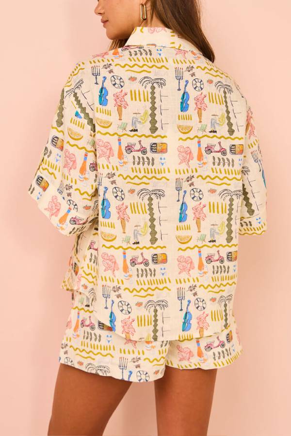 Printed Casual Loose Shorts Two-Piece Set