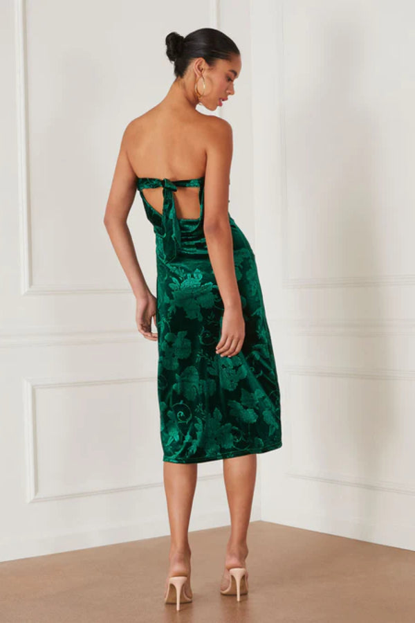 Robe midi bustier en velours fleuri Zennie