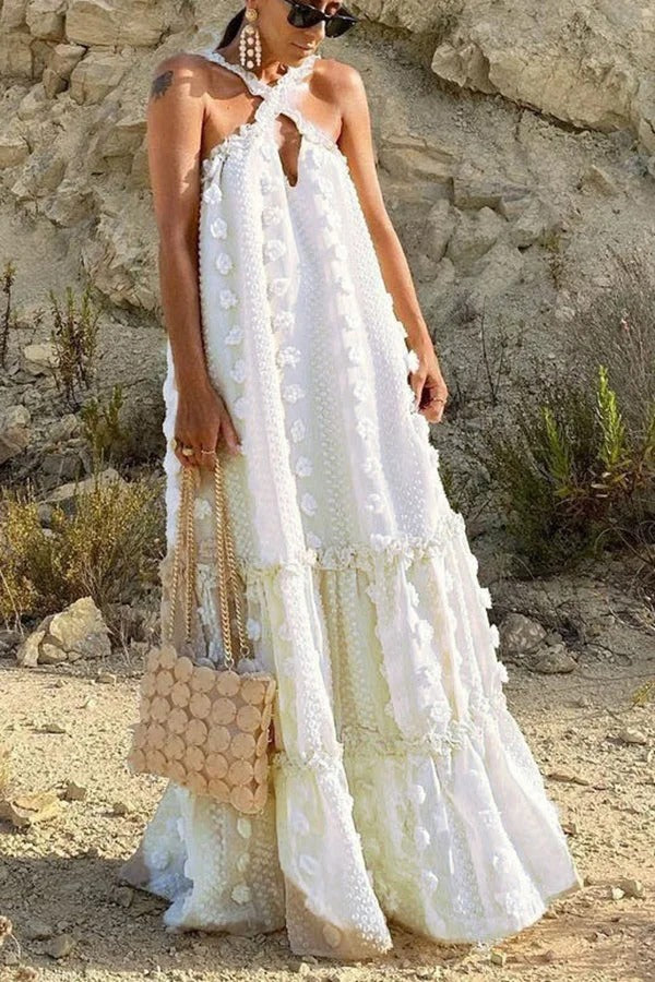 Robe longue dos nu à fleurs Sweet By The Sea
