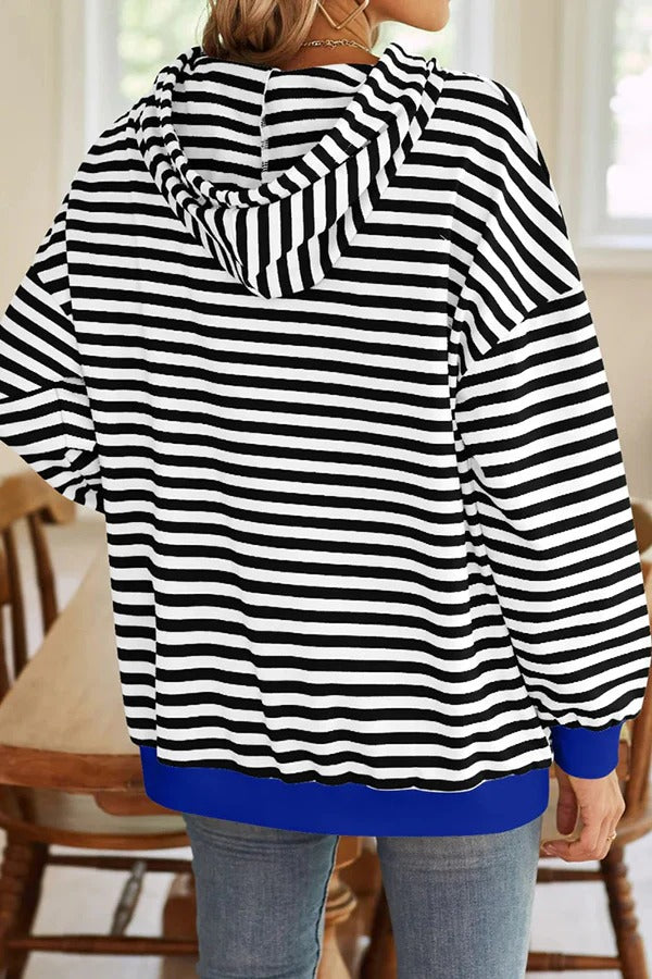 Lockerer Hoodie mit Streifenmuster und langen Ärmeln und Tasche