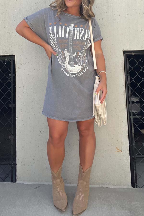 Nashville Mineral Washed T-Shirt-Kleid mit Grafik