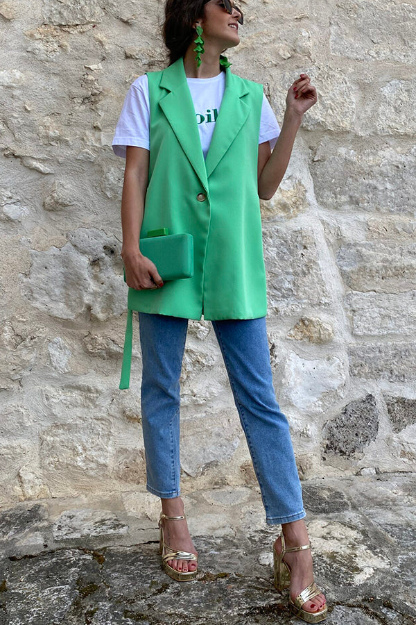 Confessions de mode : gilet blazer décontracté à revers et bretelles latérales