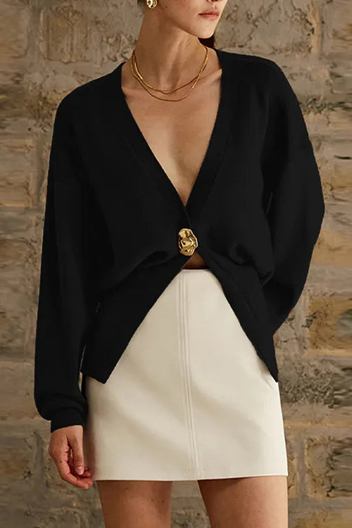 Schicke Strickjacke mit V-Ausschnitt und Knopfleiste