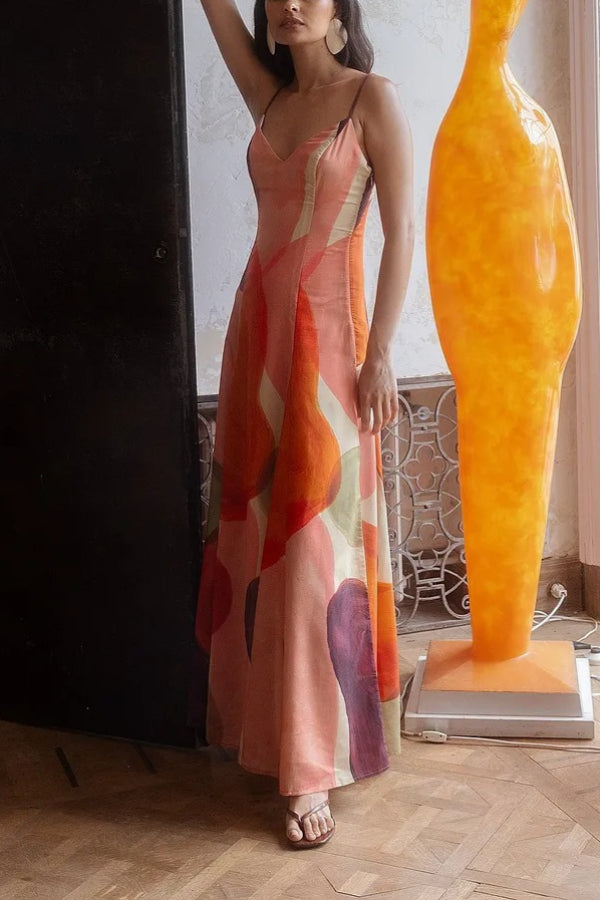 Bedrucktes Maxi-Slip-Kleid