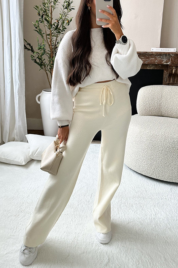 Marena Strickhose mit weitem Bein und Kordelzug in der elastischen Taille