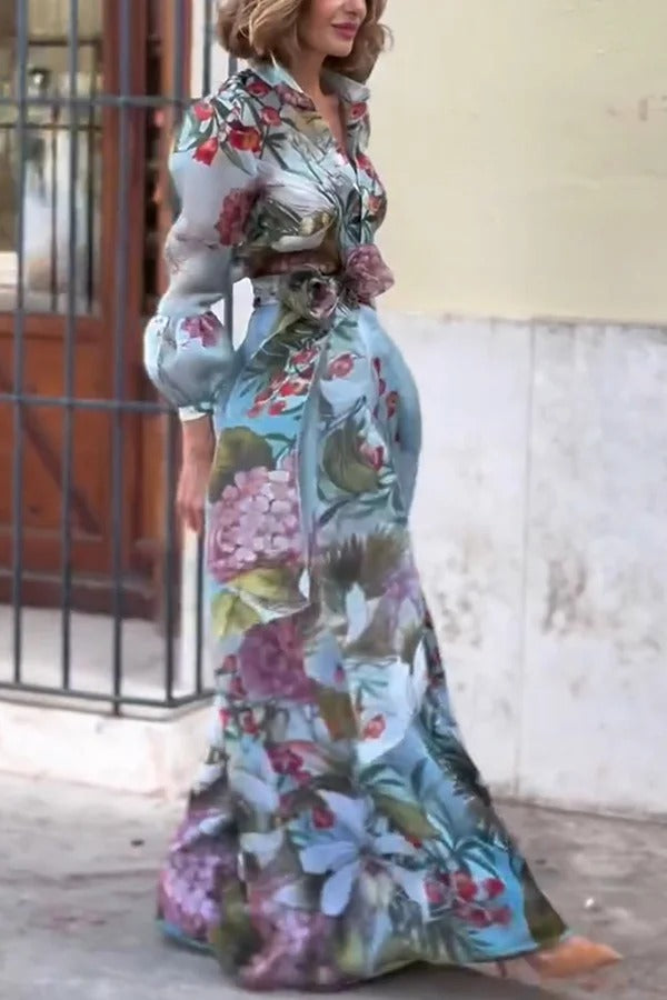 Harvest Garden Maxirock aus Tüll mit Blumendruck, elastischem Taillengürtel und Taschen