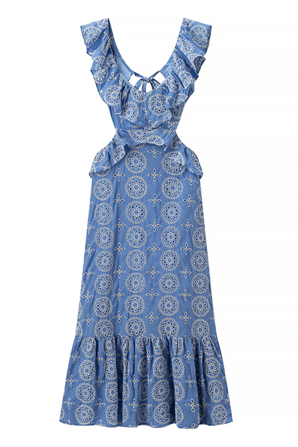 Gestuftes, verziertes Midikleid aus Spitze