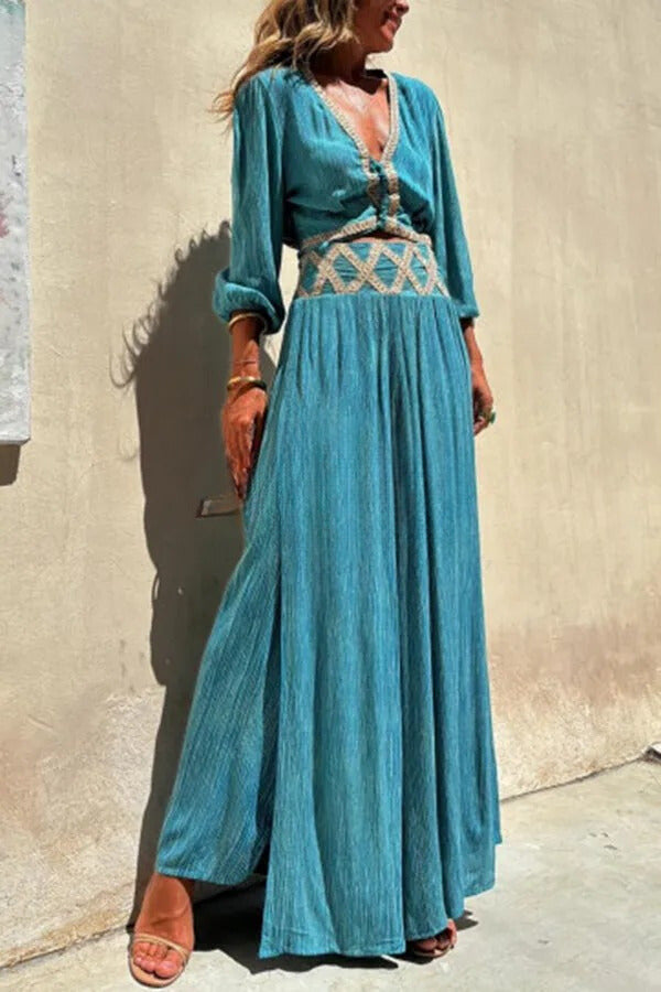 Lässige, lockere Hose im Resort-Stil mit Schlitz und elastischer Taille