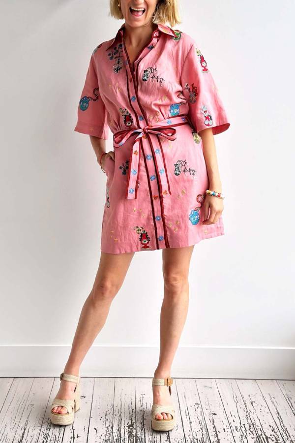 Lässige Mode Leinenhemd Strickjacke Temperament Vielseitiges Kleid