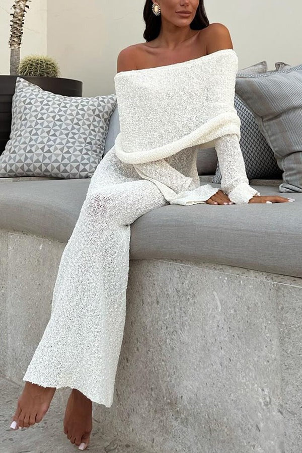 Marisol – Schulterfreies, drapiertes Maxikleid aus geripptem Bouclé-Material mit Stretchanteil für den Urlaub